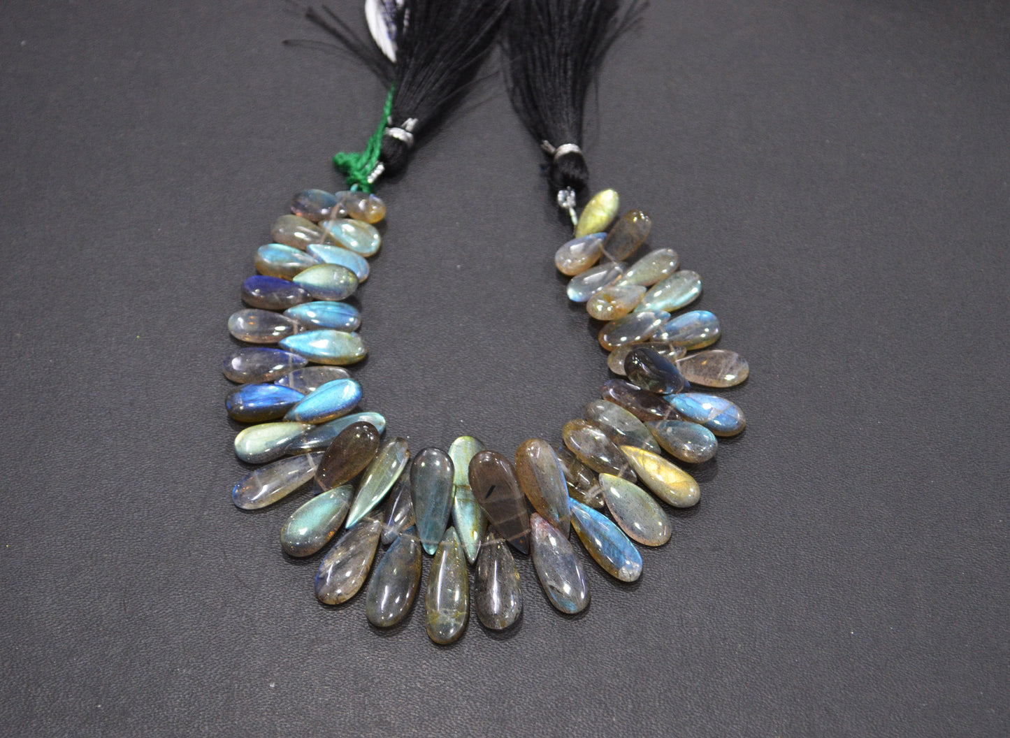 Labradorite Smooth Pear Shape Beads , 7 Inches , 5x10 - 8x22 mm , 32523