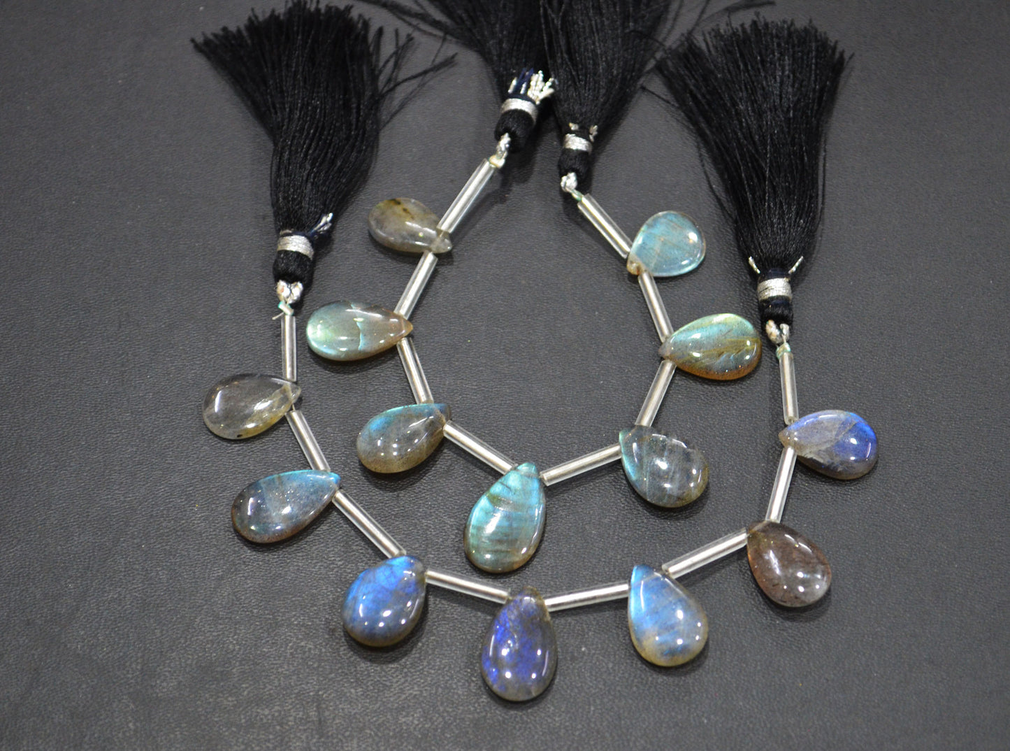 Labradorite Smooth Pear Shape Beads , 7 Pieces In A Strand , 10x14 - 11x17 mm , 32532