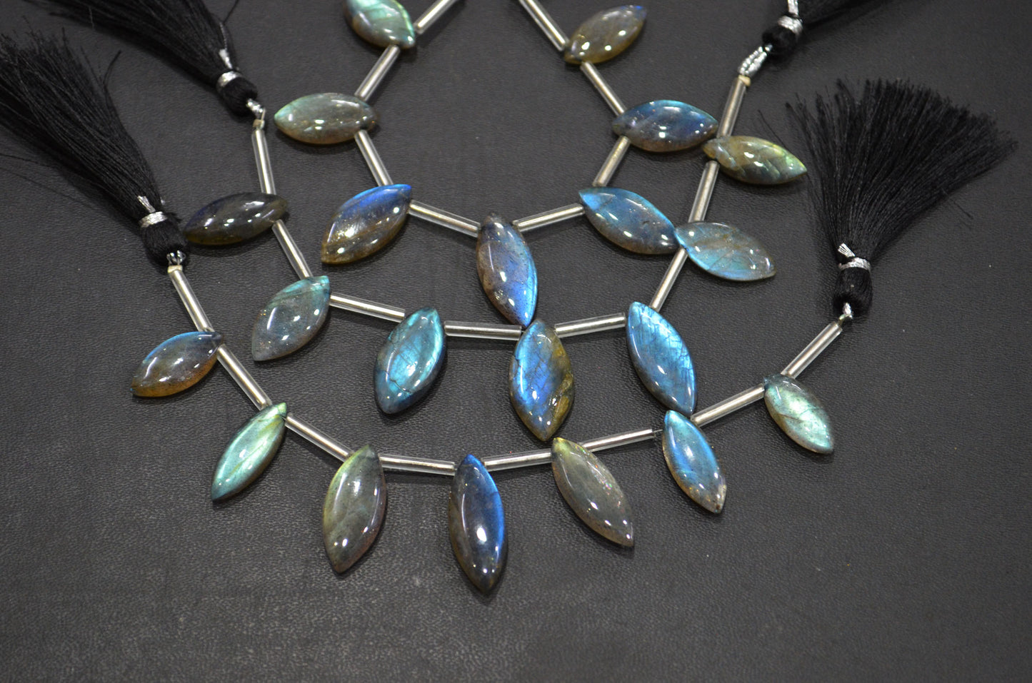 Labradorite Smooth Marquise Shape Beads , 7 Pieces In A Strand , 8.50x19 - 11x22 mm , 32535