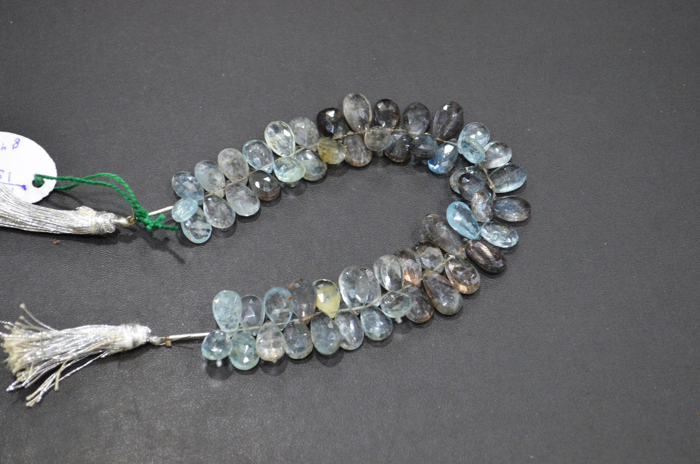 Natural Moss Aquamarine Pear Shape Beads , Sold By Strand , 7.50x11.50 - 7.50x16 mm , 8" , 32553