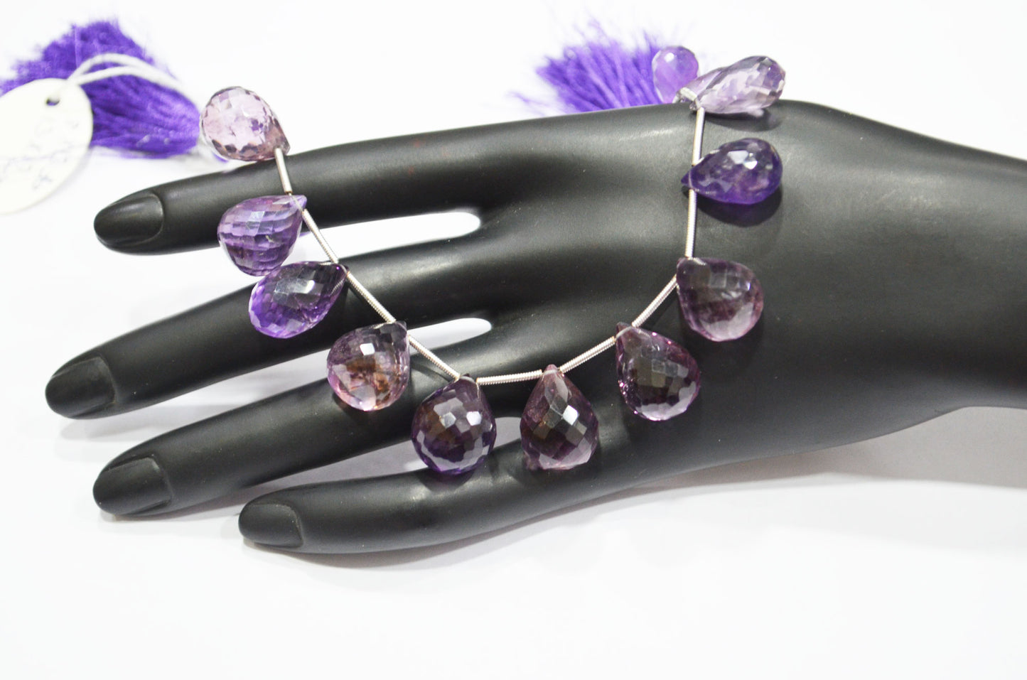 14 Pieces In A Strand Natural Amethyst Tear Drops Shape Beads , Sold By Strand , 8x13 - 13x17 mm , 7" , 32563