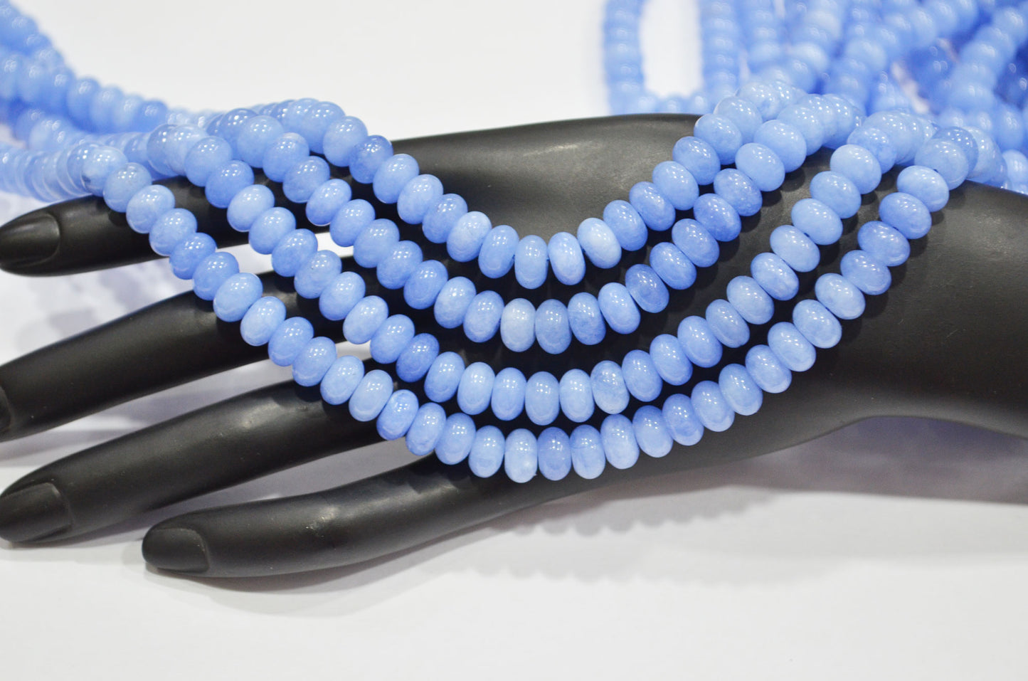 Corn Blue Jade Smooth Rondelle Shape Beads , Sold By Strand , 8 mm , 15" , 32569