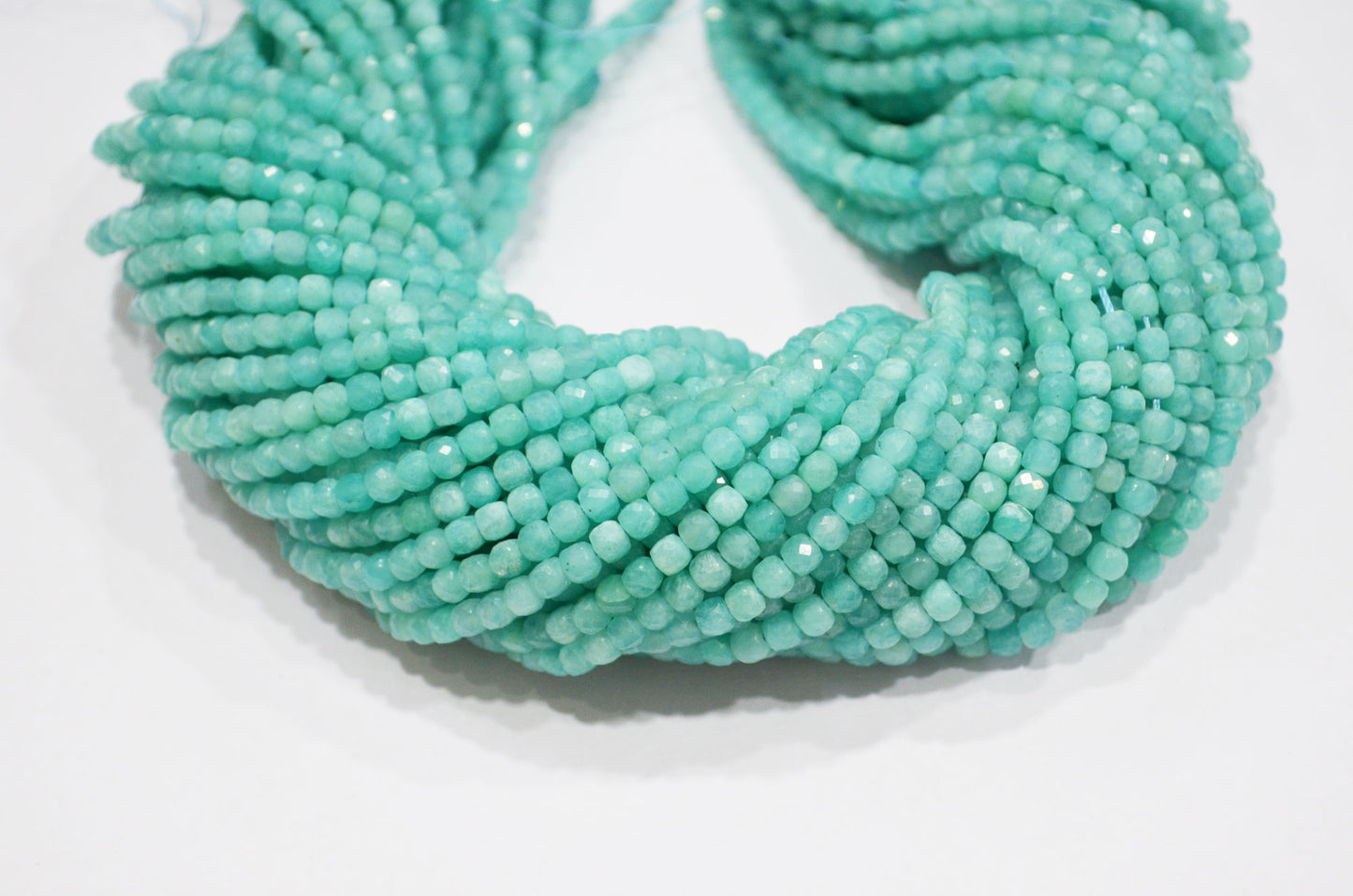 Amazonite Faceted Box Shape Beads , Sold By Strand , 15.50 Inches , 4 mm , 32608