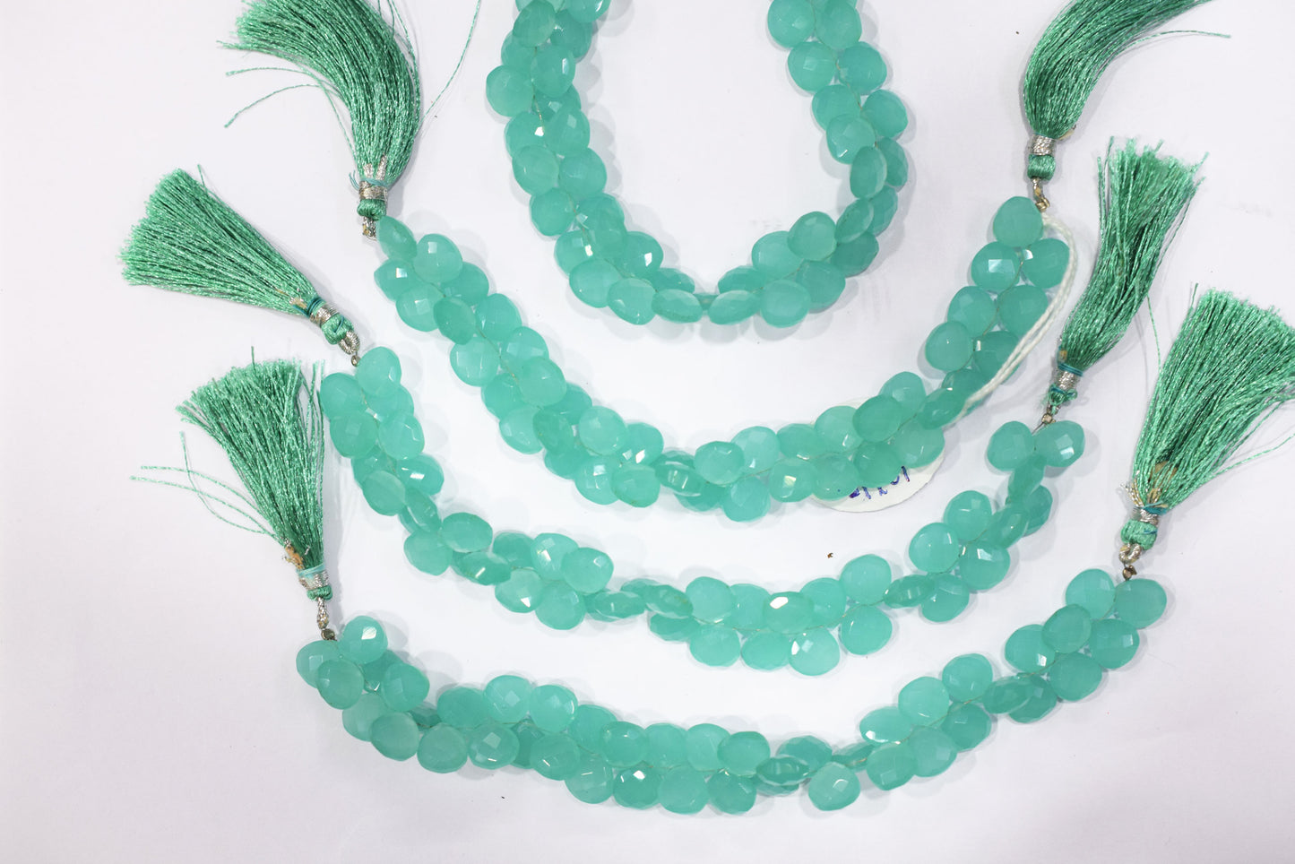 Sea green chalcedony Hydro Quartz Side Drill Faceted heart Shape Briolettes, Sold By Strand, 7 Inches, 10 mm, 32657