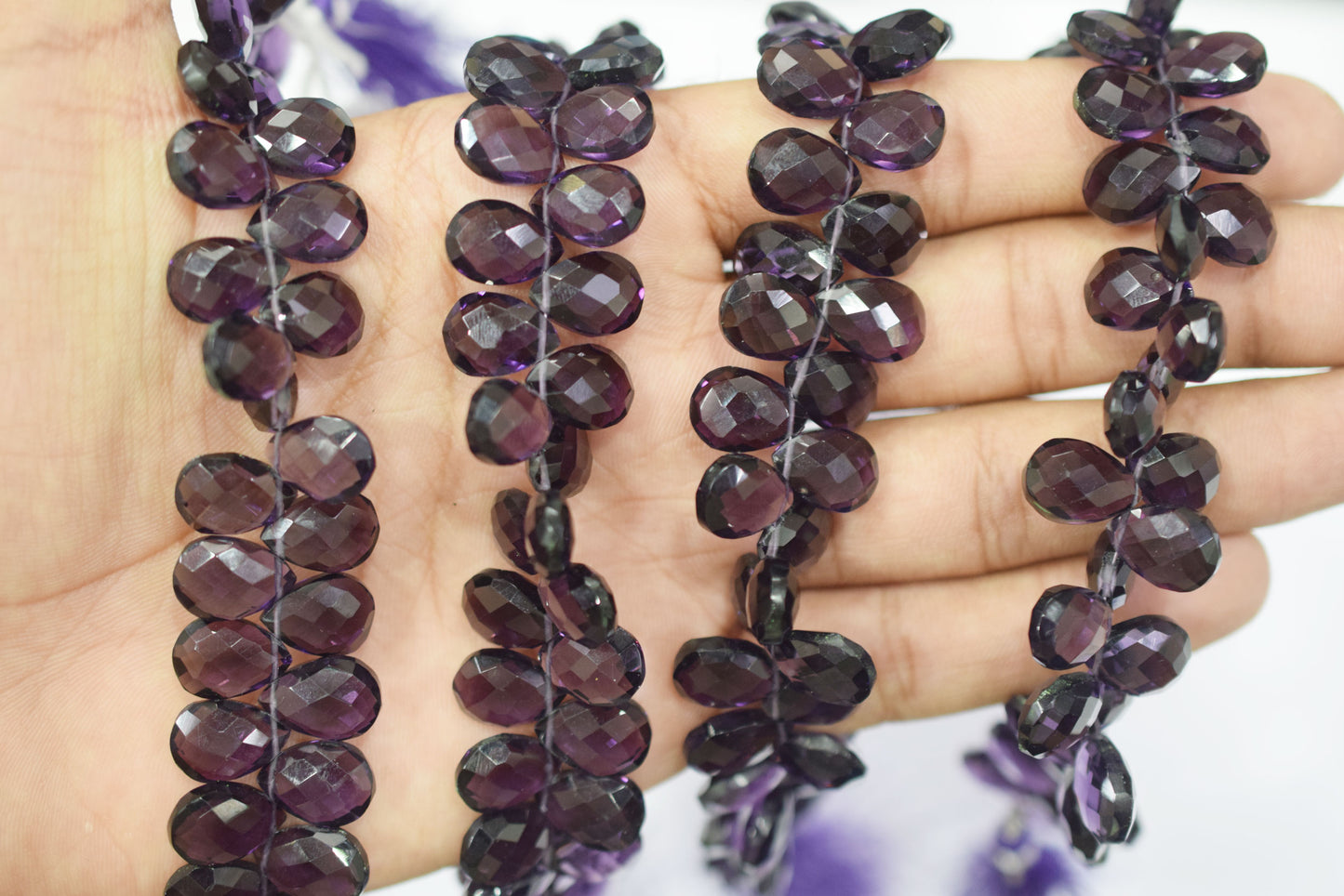 Amethyst Hydro Quartz Side Drill Faceted pear Shape Briolettes , Sold By Strand , 7 Inches , 9x13 mm , 32662