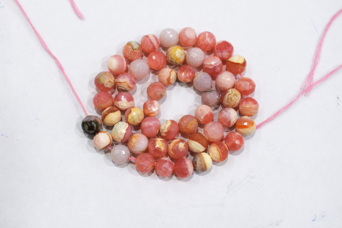 Natural pink opal rondelle shape beads , pink opal faceted beads, sold by strand ,8.25 to 8.5 mm , 16 inches , 32688