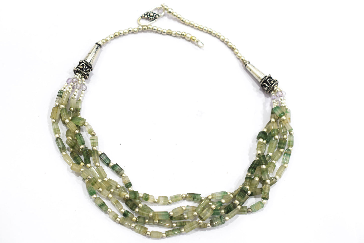 Natural Green Aventurine Multi-Strand Beaded Necklace & Drop Earrings Jewelry Set,Gift for Her, 32820