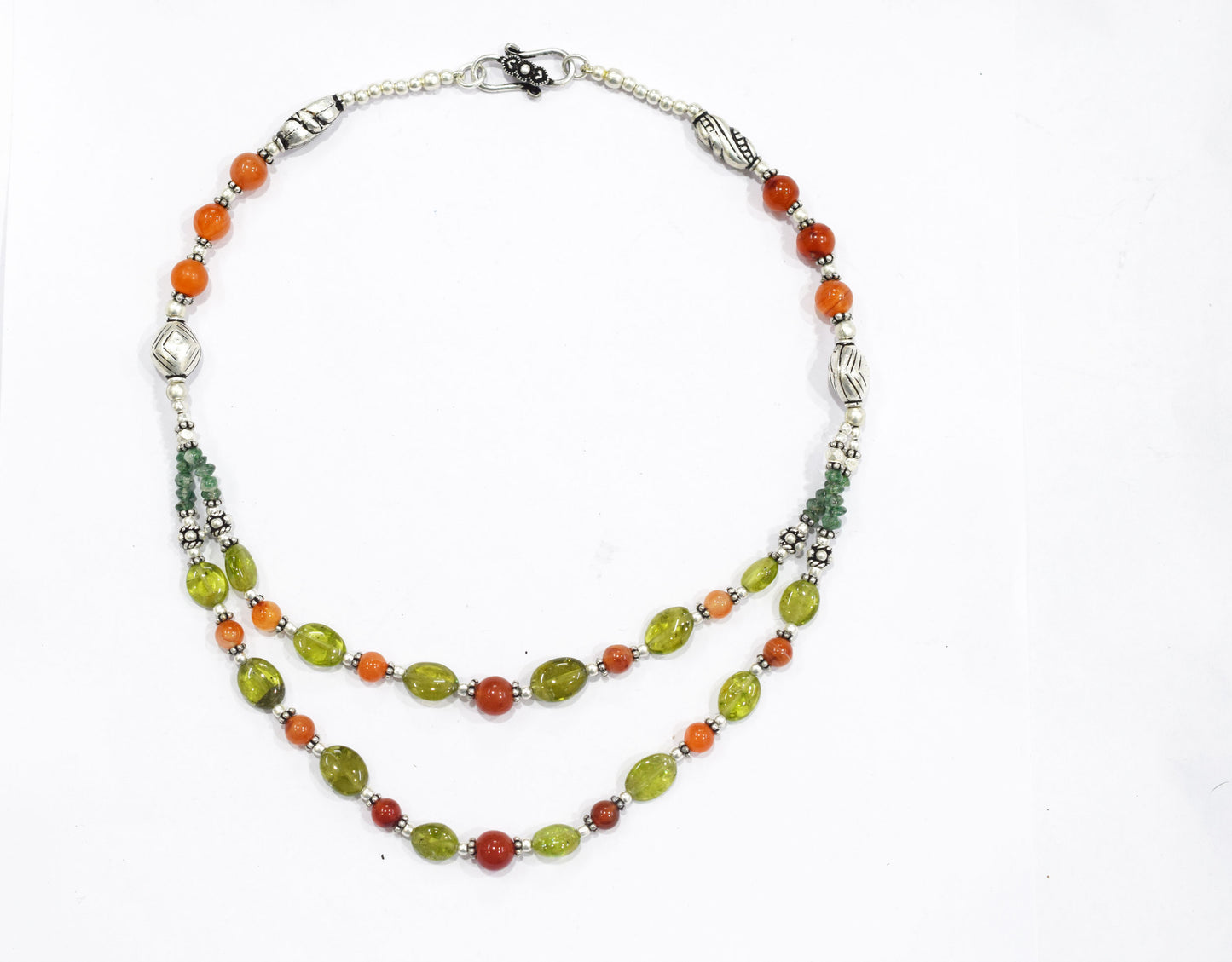 Natural Carnelian, Peridot & Red Jasper Multi-Strand Braided Necklace Set , Earthy Multi-Layer Gemstone Statement Jewelry with Drop Earrings, 32830
