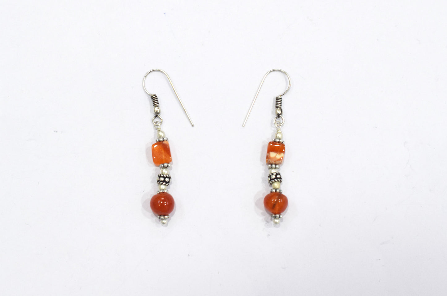 Natural Carnelian Multi Strand Choker Necklace Set with Dangle Earrings, Handmade Layered Orange Gemstone Statement Jewelry, Healing Crystals Gift for Her, 32833