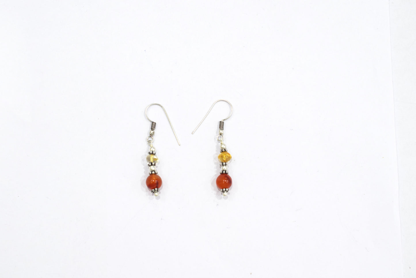 Natural Citrine and Carnelian Choker Necklace Jewelry Set with Dangle Earrings ,Gift for Her, 32842