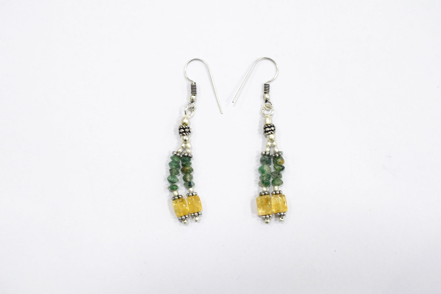 Natural Green Aventurine and Citrine Layered Tassel Necklace Set, Multi Strand Gemstone Statement Jewelry with Dangle Earrings, Healing Crystal Gift, 32847