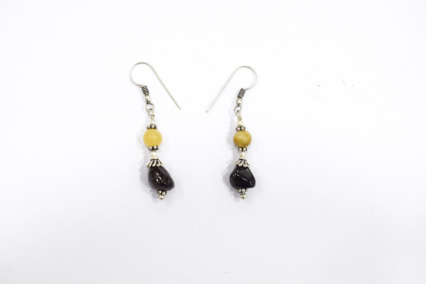 Natural Black Onyx and Mix Agate Necklace Set - Multi-Strand Peach and Citrine Beaded Jewelry, 32853