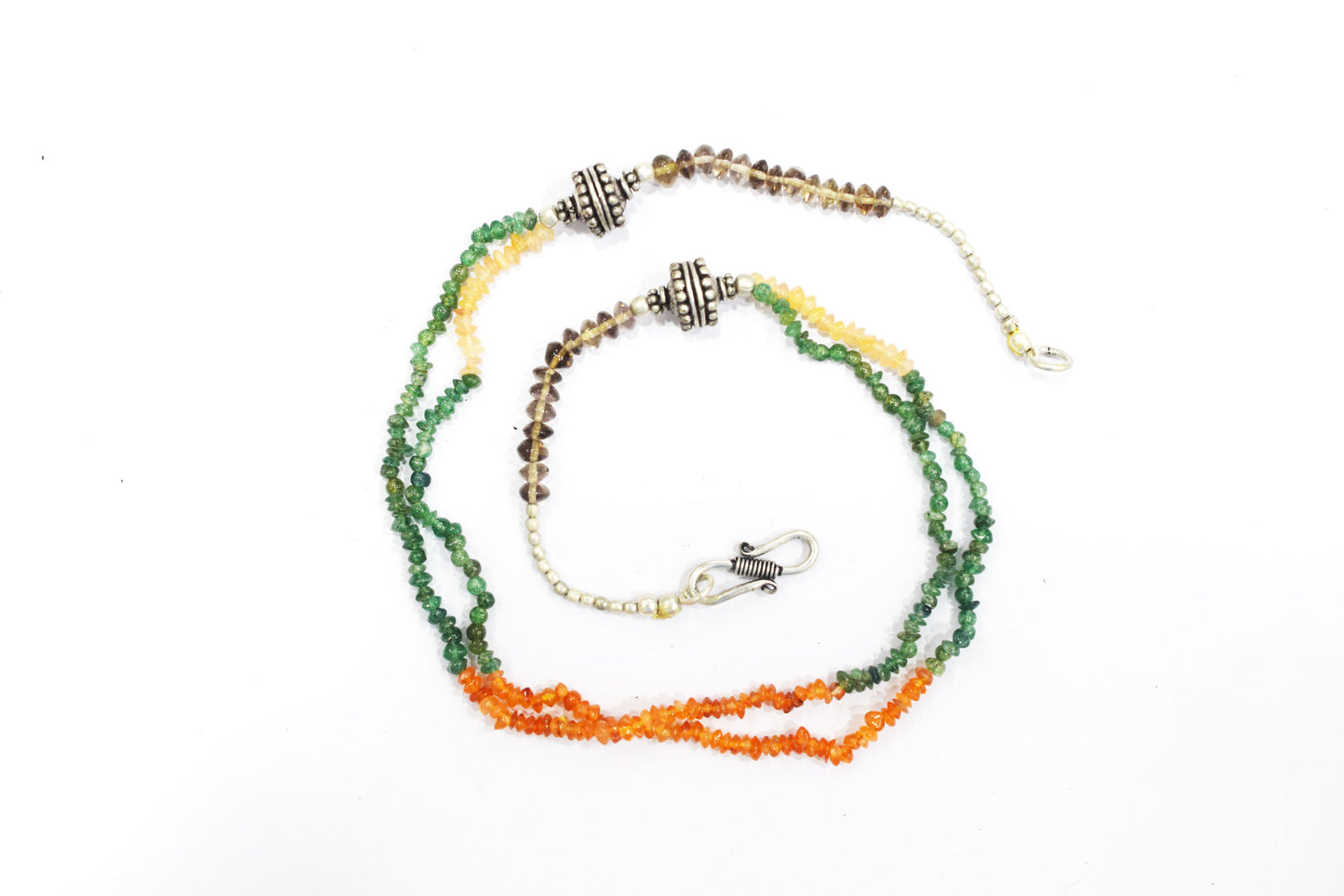Natural Carnelian Multi Aventurine & Smoky Beaded Layered Choker, Earthy Boho Gemstone Jewelry,32916
