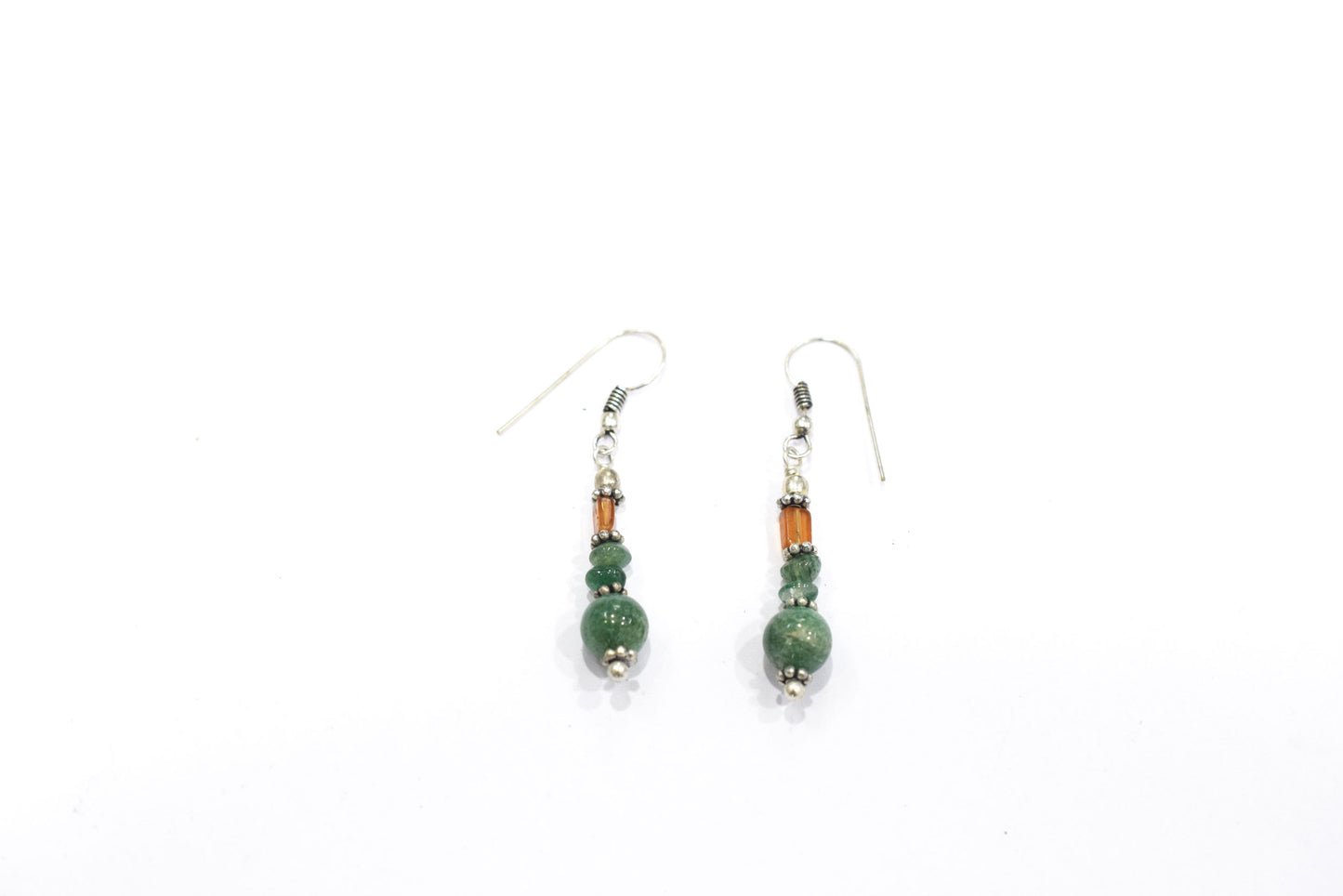 Natural Green Aventurine and Hessonite Garnet Necklace Set - Multi-Strand Statement Choker with Drop Earrings - Handmade Boho Tribal Beaded Jewelry Gift for Her,32966