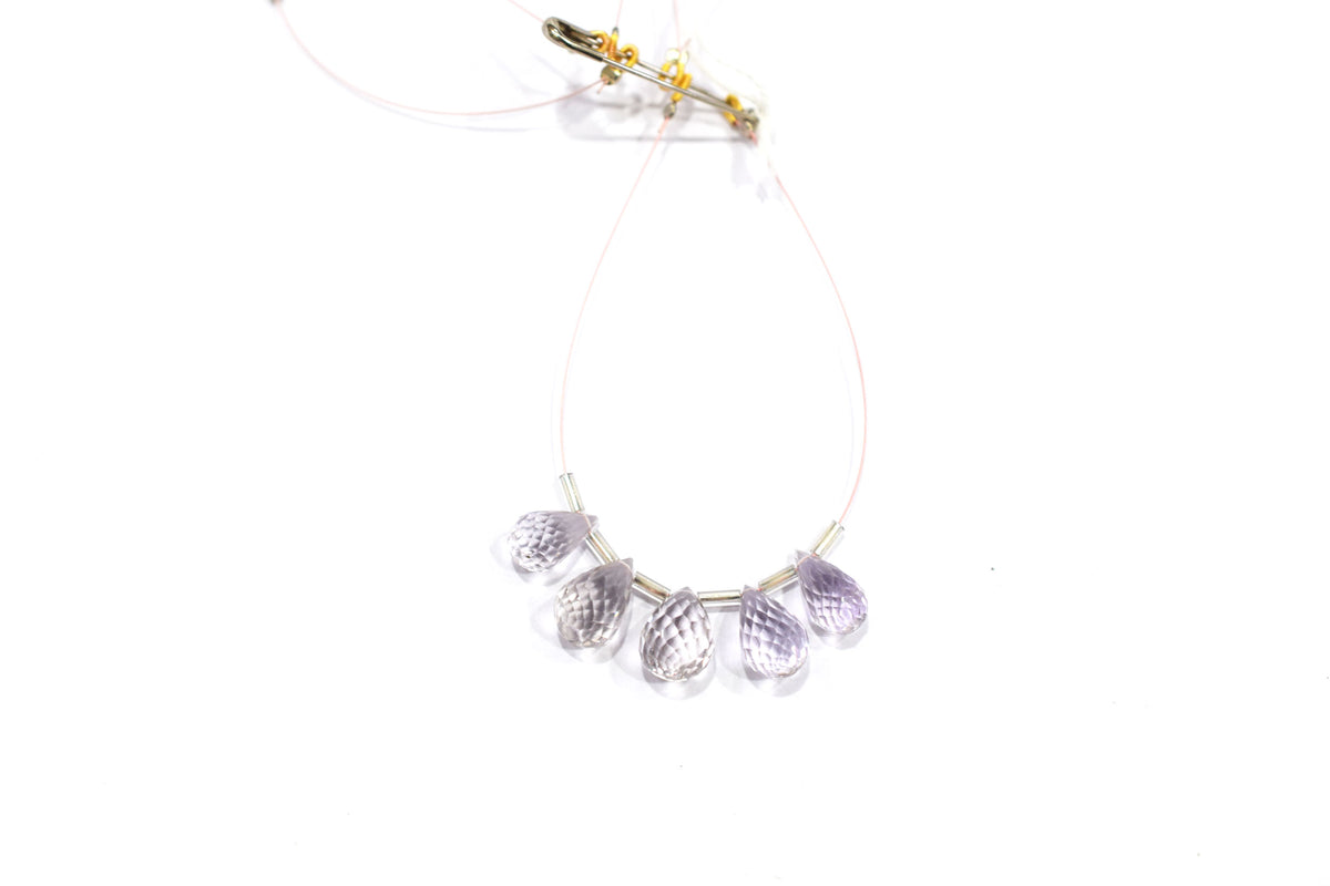 5 Pcs Lavender Amethyst Faceted Pear Briolette Beads Strand , Sold By Strand , 7x12 - 9x14 mm , 32983