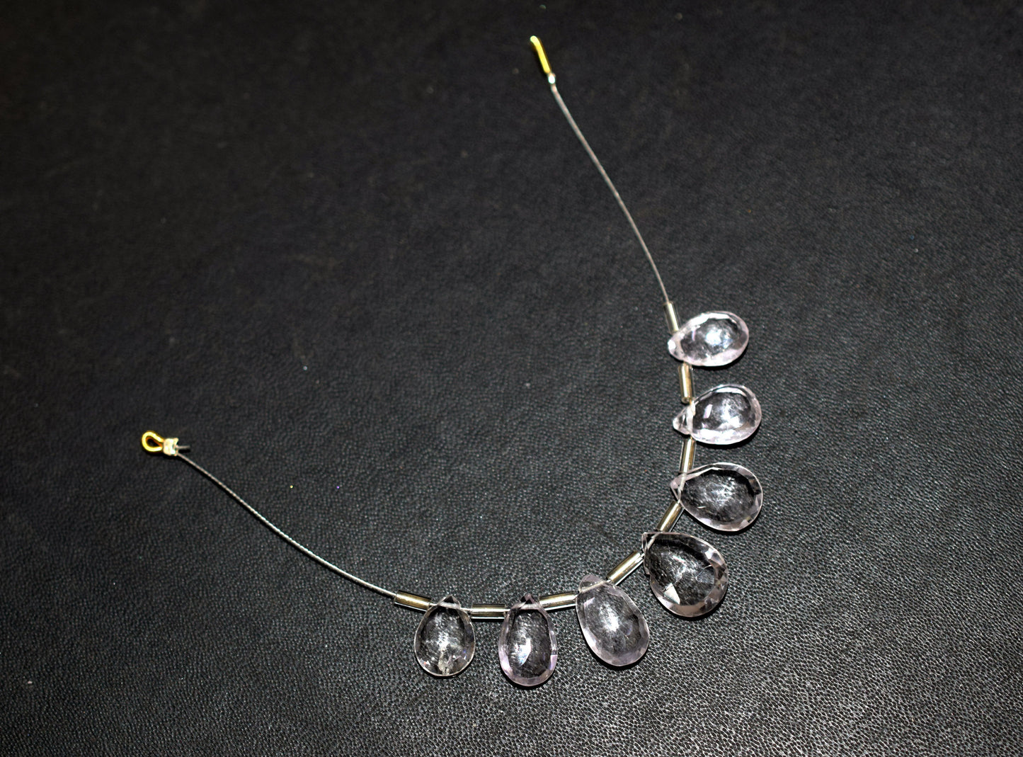 Natural White Amethyst Beads Strand, 7 Pcs Faceted Pear Briolette Drop Slices , Sold By Strand ,7x11 - 10x14 mm , 33013