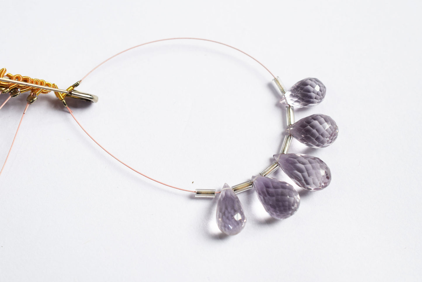 7 Pcs Lavender Amethyst Faceted Pear Briolette Beads Strand , Sold By Strand ,7x12 - 8x16mm , 33025