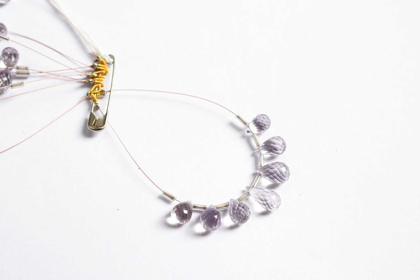 7 Pcs Lavender Amethyst Faceted Pear Briolette Beads Strand , Sold By Strand , 6.50x11.00 - 7x14 mm , 33028