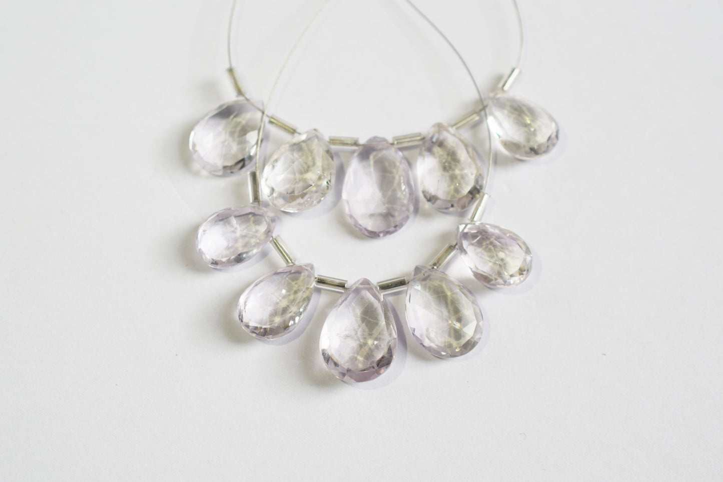 5 Pieces White Amethyst Faceted Pear Shape Briolettes Beads Strand,Sold By Strand,10x15 - 12x17 mm ,33048