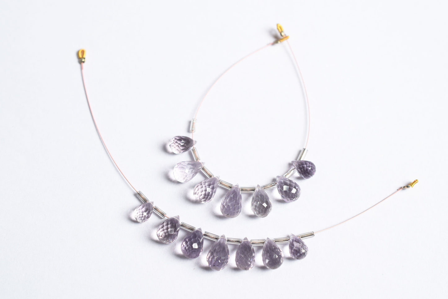 7 Pcs Lavender Amethyst Faceted Pear Briolette Beads Strand , Sold By Strand , 6x9 - 7x13 mm , 33064