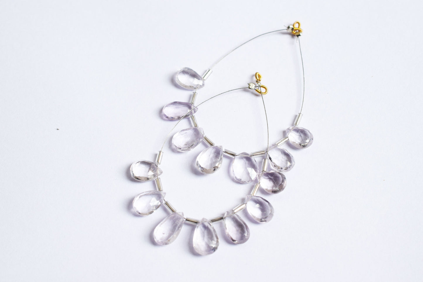 7 Pieces White Amethyst Faceted Pear Shape Briolettes Beads Strand,Sold By Strand,8x12 - 10x13 mm ,33065