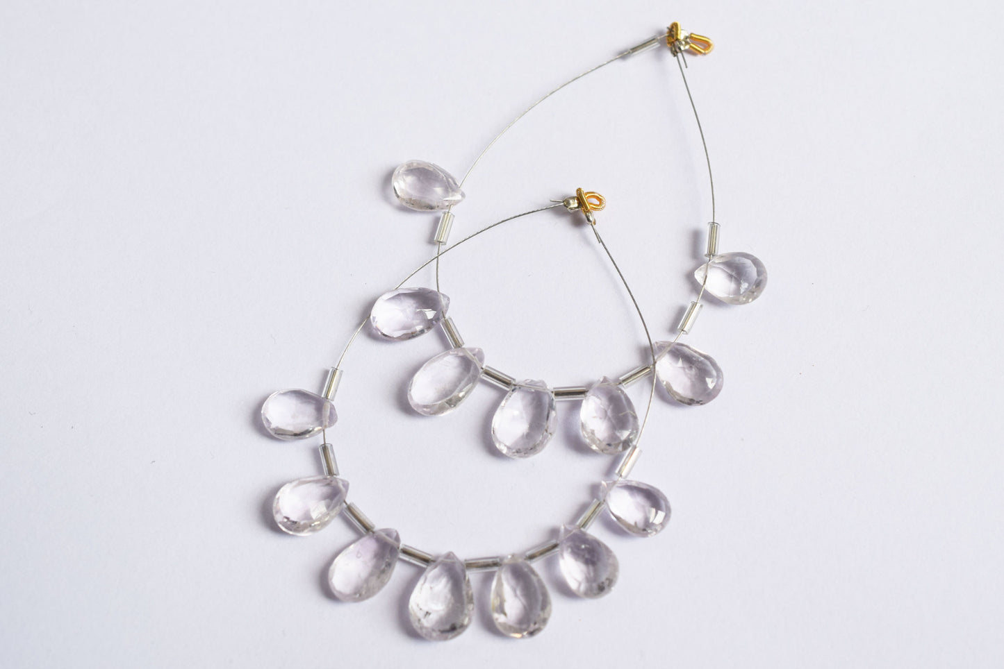 7 Pieces White Amethyst Faceted Pear Shape Briolettes Beads Strand,Sold By Strand,8x11 - 9.50x13 mm ,33066
