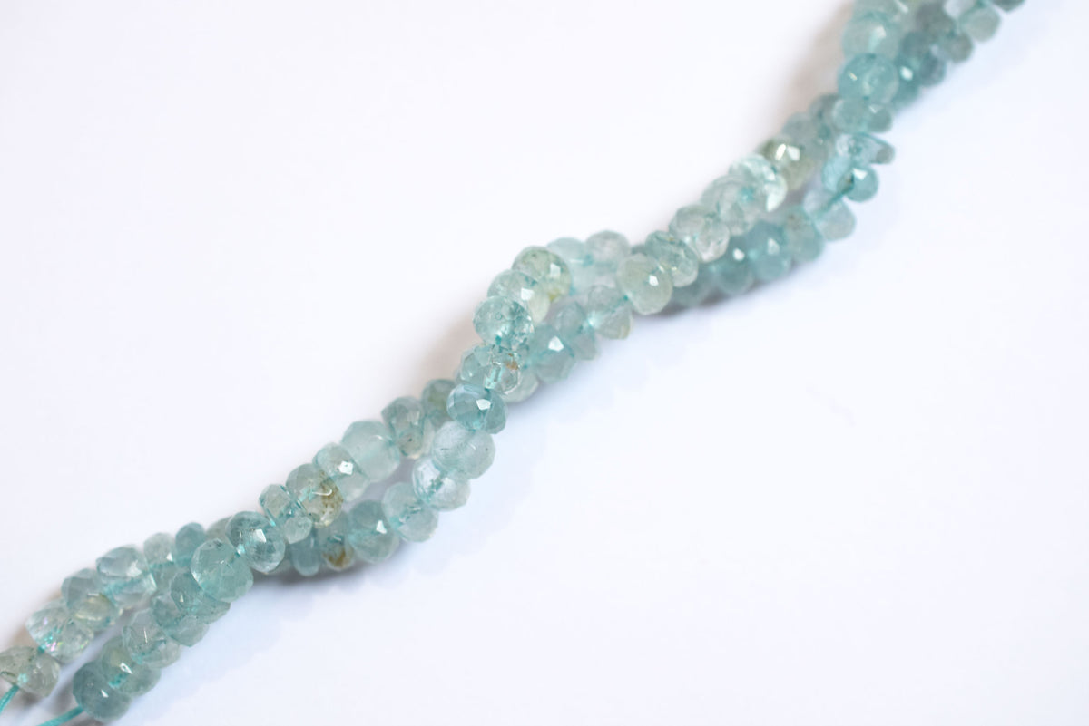 Natural Aquamarine 7.00 mm Shaded Rondelle Faceted Beads , Aquamarine 15 Inches Strand, Sold By Strand , 33181