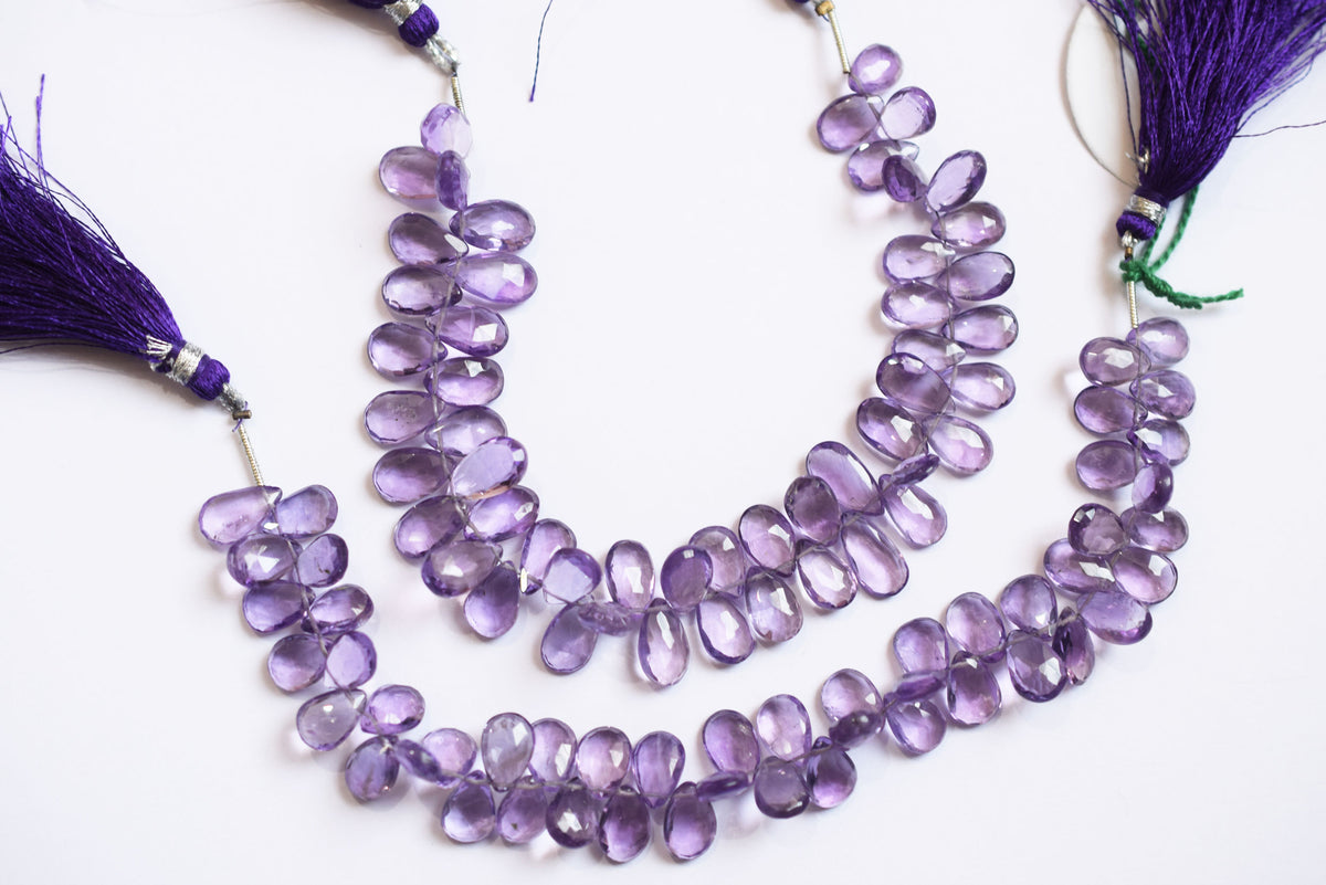 Natural Pink Amethyst Pear Faceted Beads Strand, Pink Amethyst Briolettes, Sold By Strand , 7.00x10.00 to 7.00x11.00 mm, 7 Inches, 33189