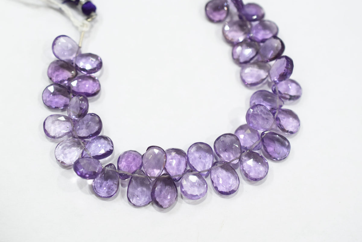 Natural Pink Amethyst Pear Faceted Beads Strand, Pink Amethyst Briolettes, Sold By Strand , 7.50x9.00 to 8.00x10.00 mm, 6 Inches, 33221