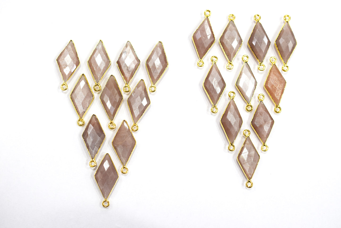 Chocolate Moonstone Faceted Diamond Shape Single Bail Connector , Double Bail Connector , Sold By Piece , 10x20 - 11x22 mm ,34044
