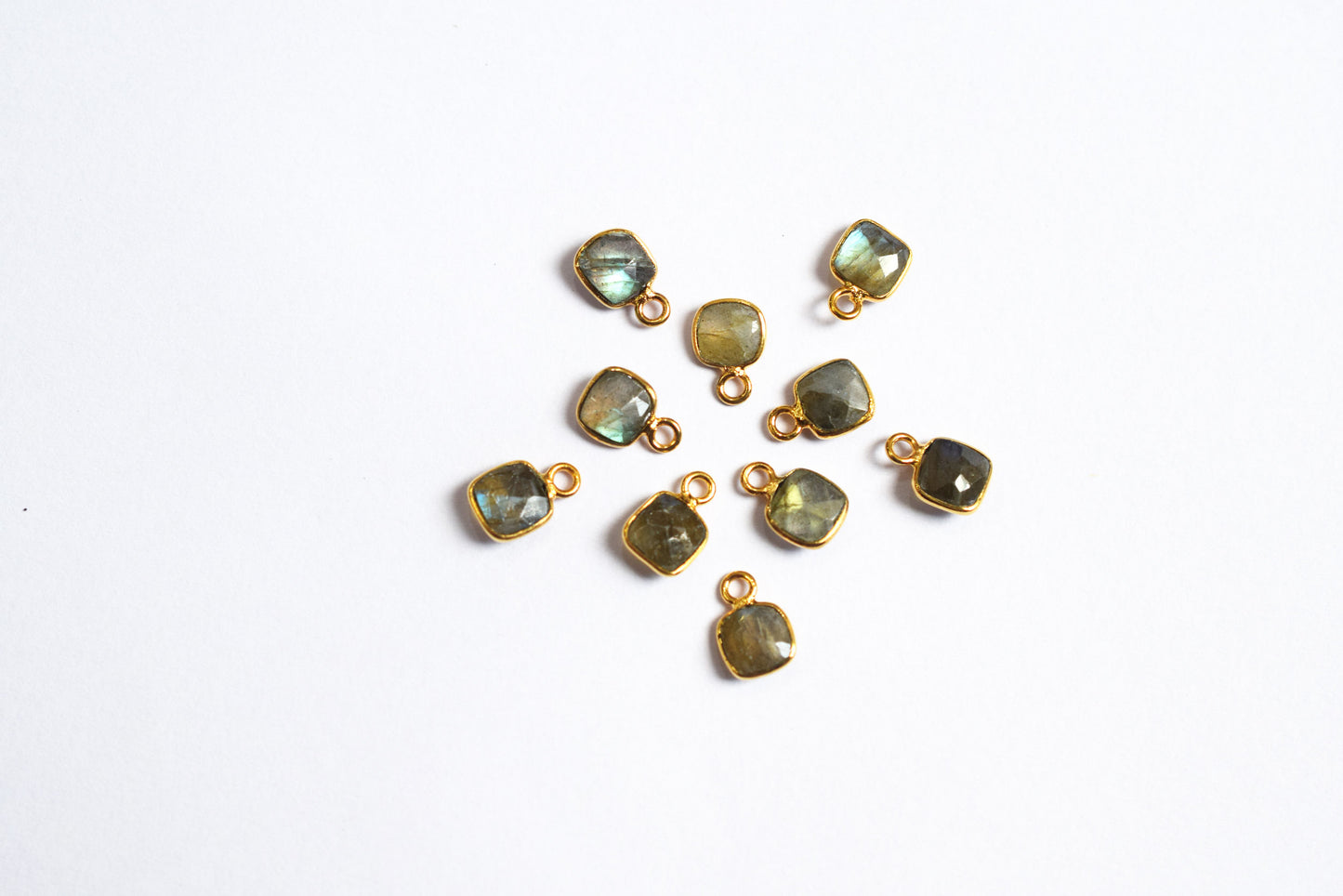 Labradorite Faceted Cushion Shape Connector , Labradorite Single Bail Bezel Charm Connector ,Sold By Piece , 10.5 mm , 60016