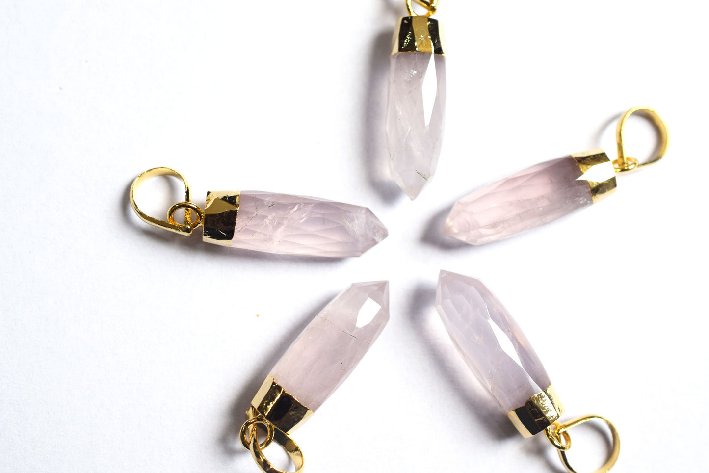 Beautiful Rose Quartz Electroplated Bullet Faceted Pendant, Sold By Piece ,25 mm ,60035