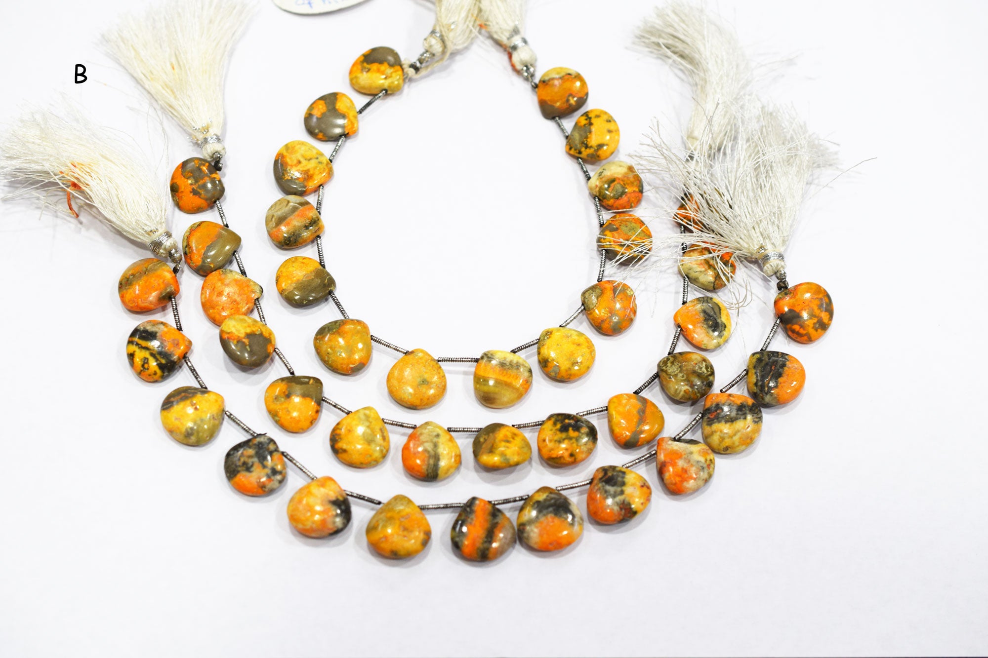 Natural Bumble Bee Smooth Heart Shape Briolettes , Sold By Strand , 14x14 - 15x15 mm , 8 Inches , BL-6486