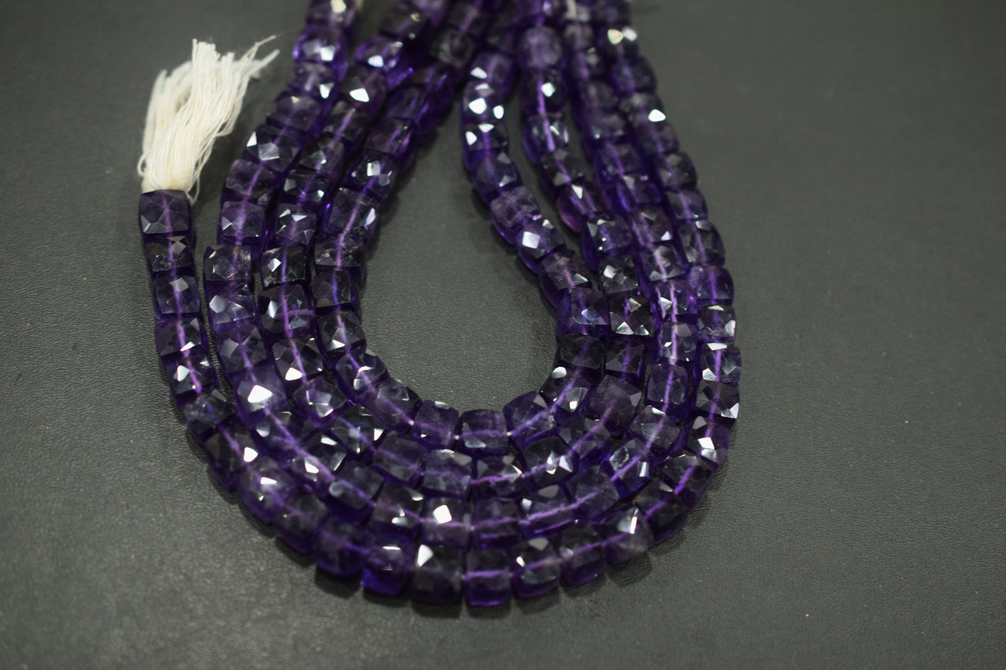 Natural Amethyst Faceted 3D Box Shape Beads , Sold By Strand , 7.50 - 8.50 mm , 10 Inches , BL- 6704