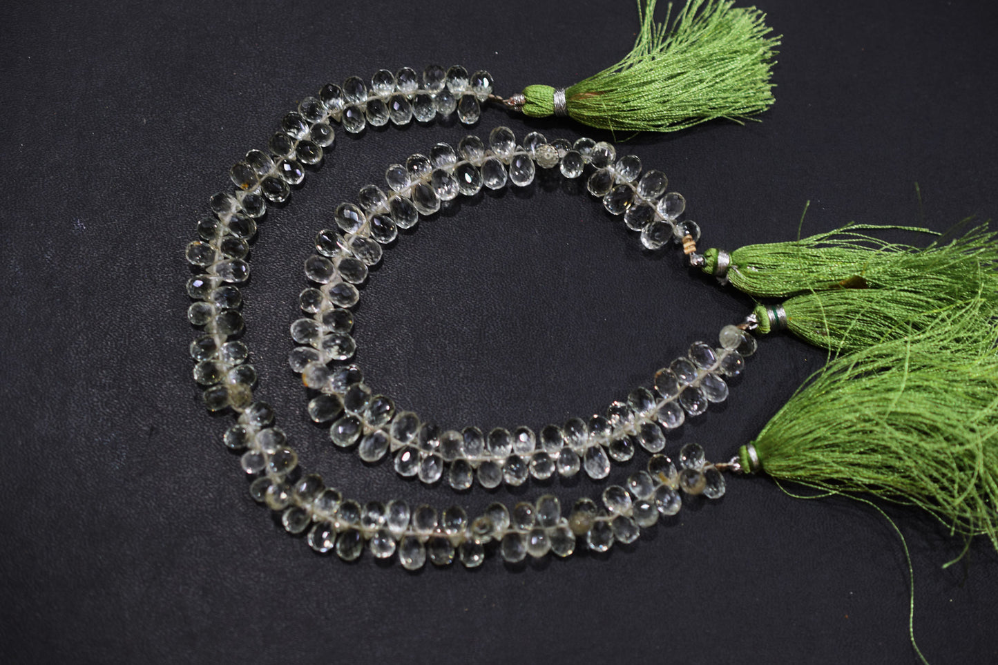 Natural Green Amethyst Faceted Tear Drops Shape Briolettes , Sold By Strand , 4.5x7 - 4.5x8 mm , 8" , BL- 6706
