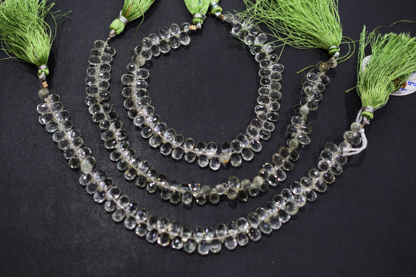 Natural Green Amethyst Faceted Tear Drops Shape Briolettes , Sold By Strand , 4.5x7 - 4.5x8 mm , 8" , BL- 6706