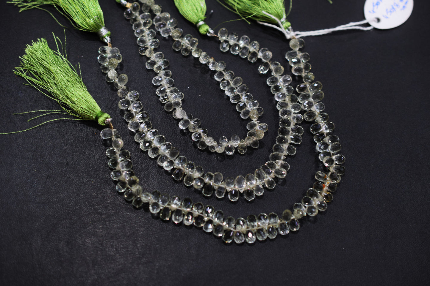 Natural Green Amethyst Faceted Tear Drops Shape Briolettes , Sold By Strand , 4.50x7.50 - 4.50x8 mm , 8", BL- 6707