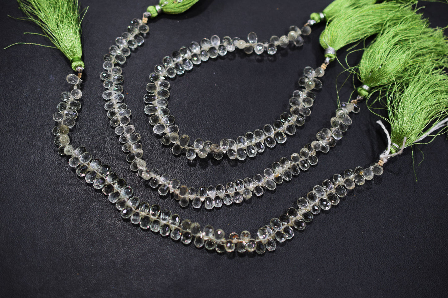 Natural Green Amethyst Faceted Tear Drops Shape Briolettes , Sold By Strand , 4.50x7.50 - 4.50x8 mm , 8", BL- 6707