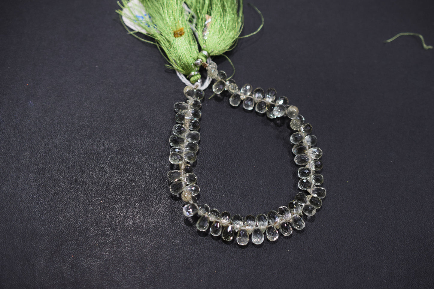 Natural Green Amethyst Faceted Tear Drops Shape Briolettes , Sold By Strand , 5x7.50 - 5x8 mm , 8" , BL- 6708