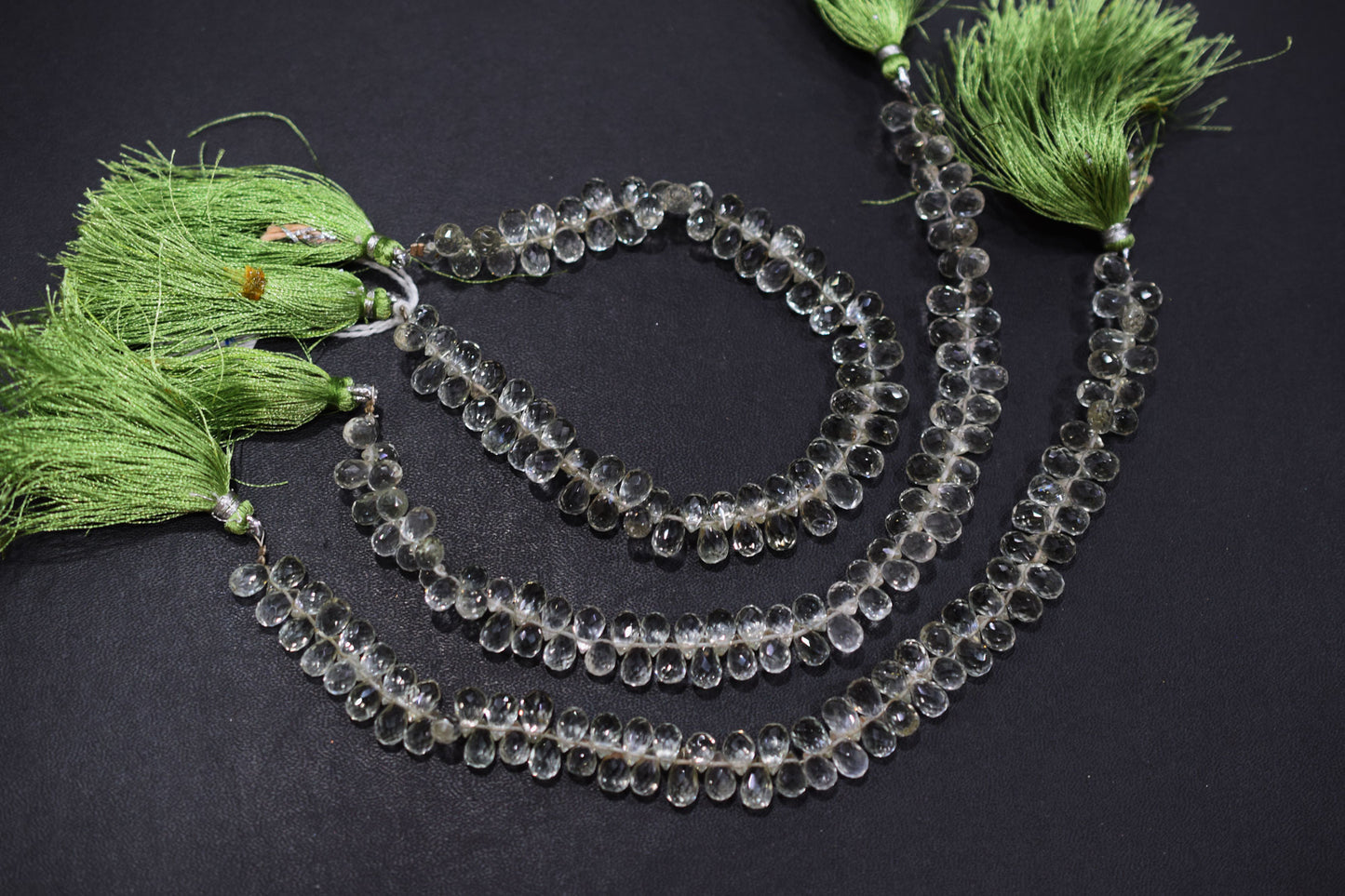 Natural Green Amethyst Faceted Tear Drops Shape Briolettes , Sold By Strand , 5x7.50 - 5x8 mm , 8" , BL- 6708