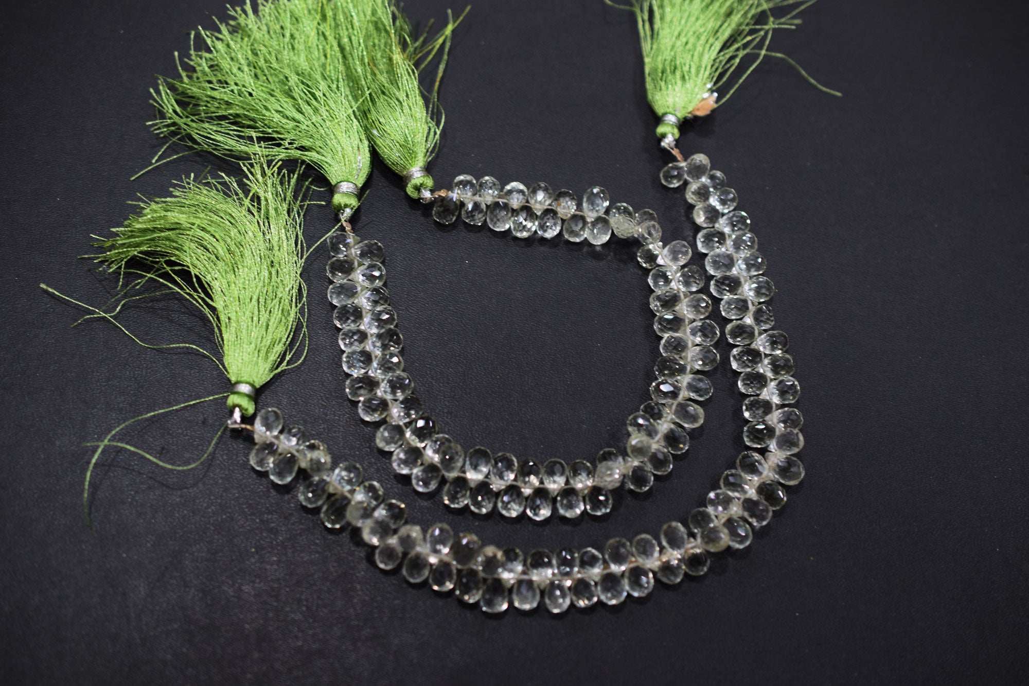 Natural Green Amethyst Faceted Tear Drops Shape Briolettes , Sold By Strand , 5.50x7.50 - 5.50x8 mm , 8", BL- 6709