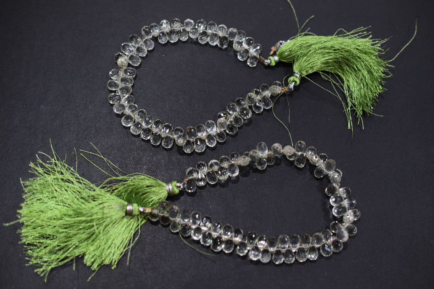 Natural Green Amethyst Faceted Tear Drops Shape Briolettes , Sold By Strand , 5.50x7.50 - 5.50x8 mm , 8", BL- 6709