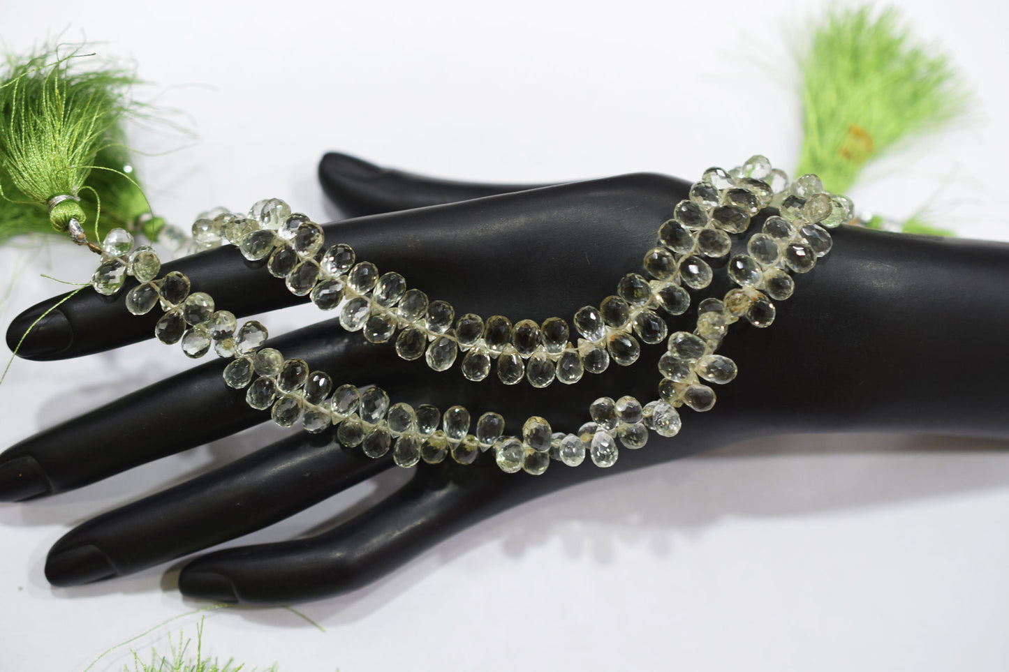 Natural Green Amethyst Faceted Tear Drops Shape Briolettes , Sold By Strand , 5.00x8.00 mm , 8 Inches , BL- 6710