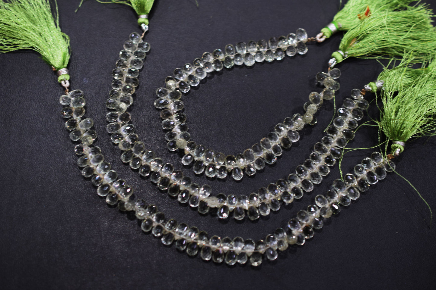 Natural Green Amethyst Faceted Tear Drops Shape Briolettes , Sold By Strand , 5.00x8.00 mm , 8 Inches , BL- 6710