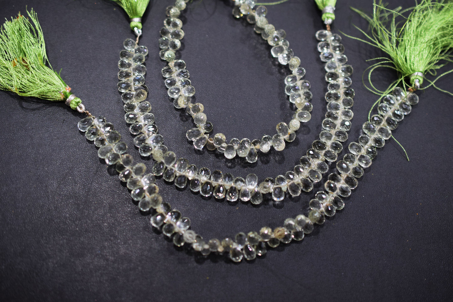 Natural Green Amethyst Faceted Tear Drops Shape Briolettes , Sold By Strand , 5.00x8.00 mm , 8 Inches , BL- 6710