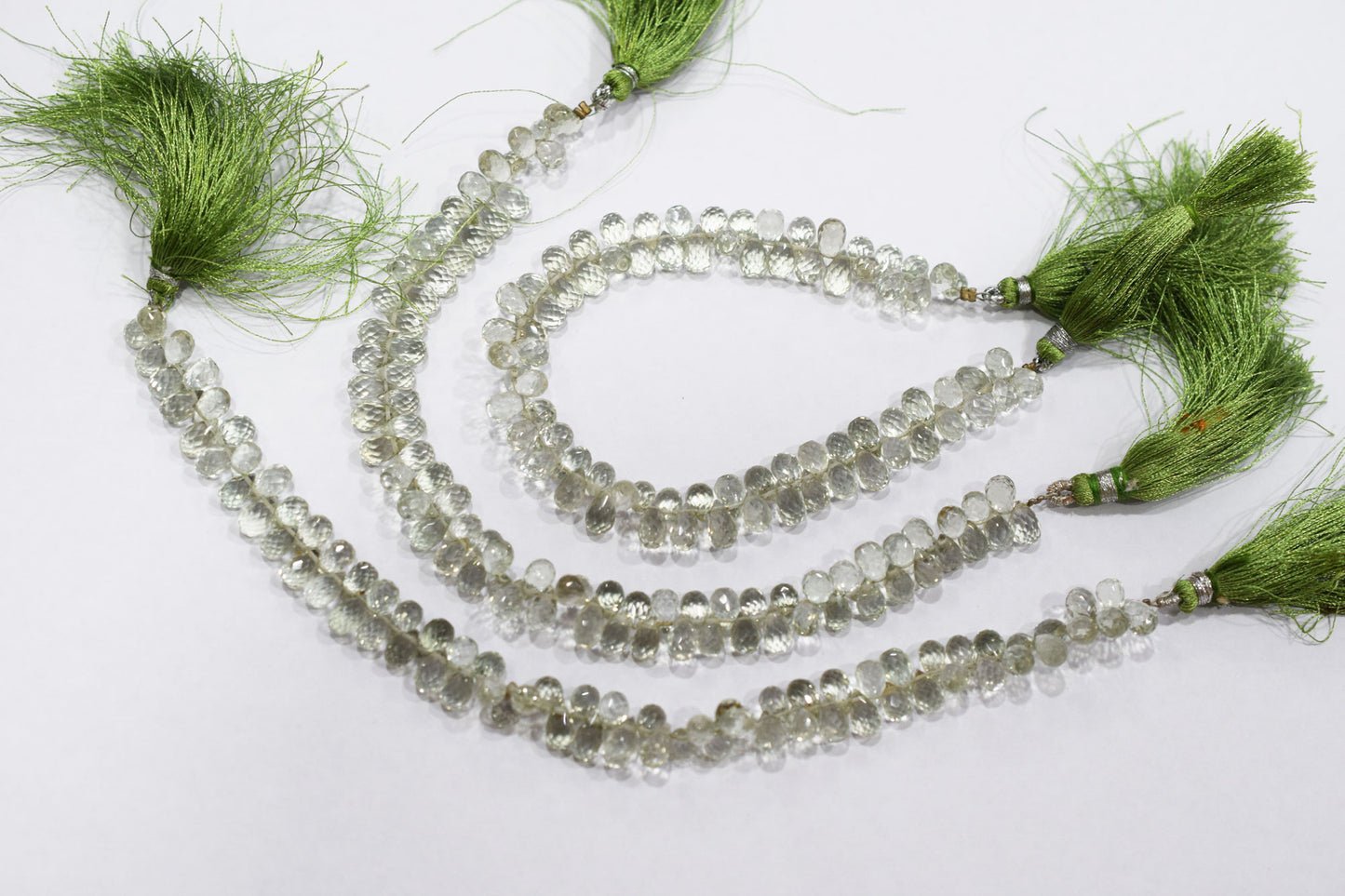 Natural Green Amethyst Faceted Tear Drops Shape Briolettes , Sold By Strand , 5.00x8.00 mm , 8 Inches , BL- 6710