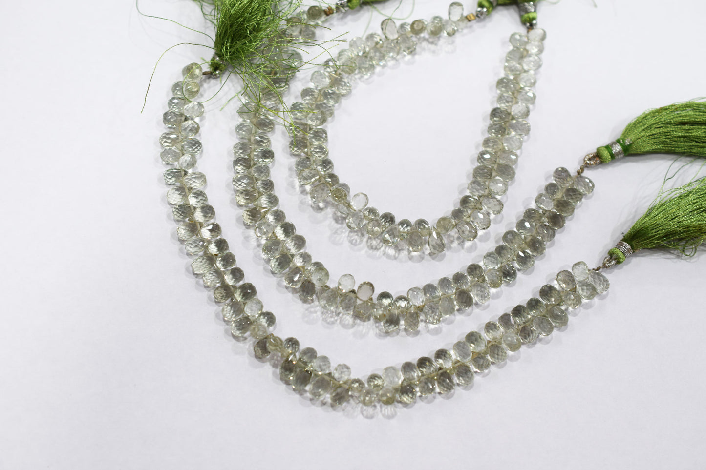 Natural Green Amethyst Faceted Tear Drops Shape Briolettes , Sold By Strand , 5.00x8.00 mm , 8 Inches , BL- 6710