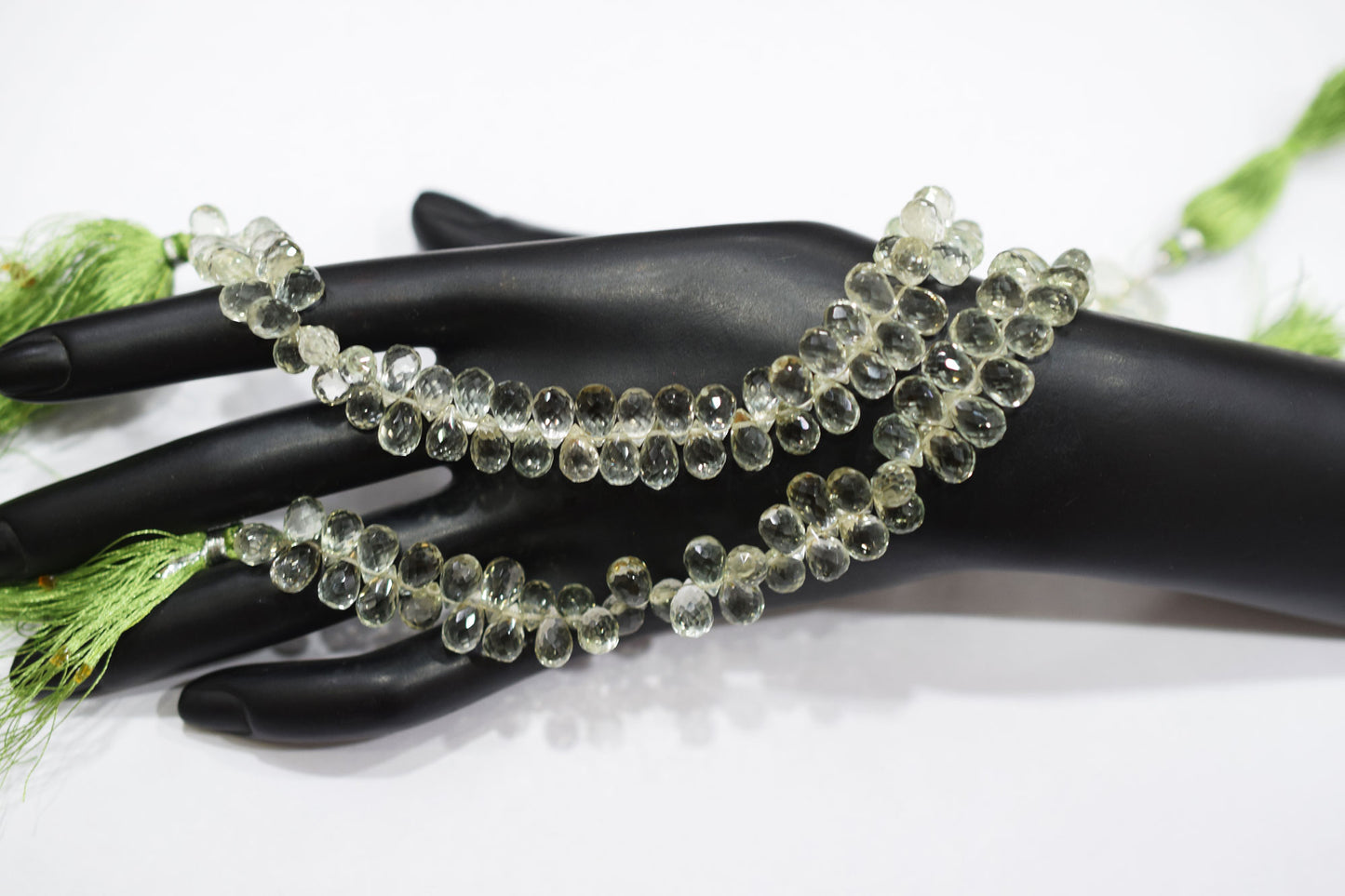 Natural Green Amethyst Faceted Tear Drops Shape Briolettes , Sold By Strand , 6.00x9.00 mm , 8 Inches , BL- 6711