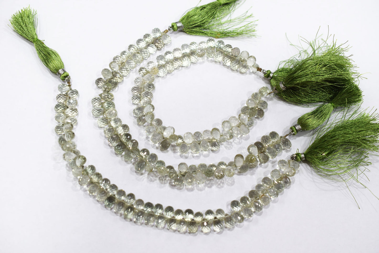 Natural Green Amethyst Faceted Tear Drops Shape Briolettes , Sold By Strand , 6.00x9.00 mm , 8 Inches , BL- 6711