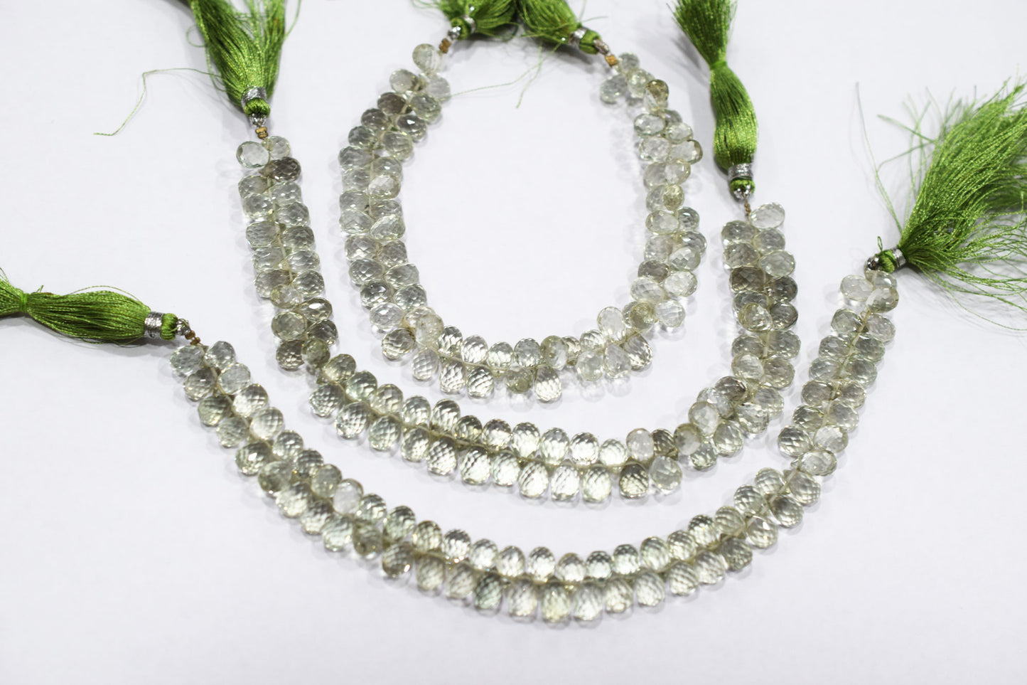 Natural Green Amethyst Faceted Tear Drops Shape Briolettes , Sold By Strand , 6.00x9.00 mm , 8 Inches , BL- 6711